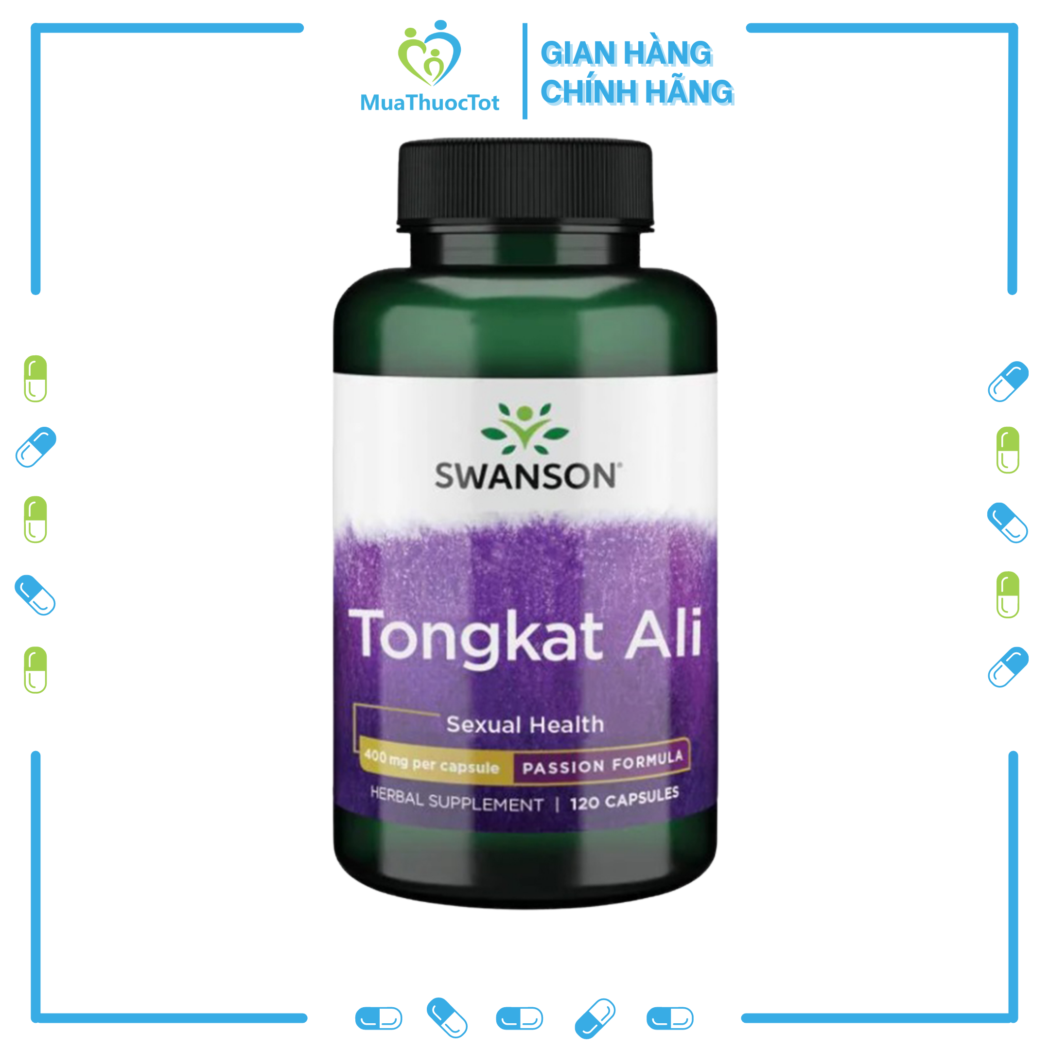 Viên Uống Bổ thận Tráng Dương Tăng Cường Sinh Lý Nam Giới Swanson Tongkat Ali 120 Viên