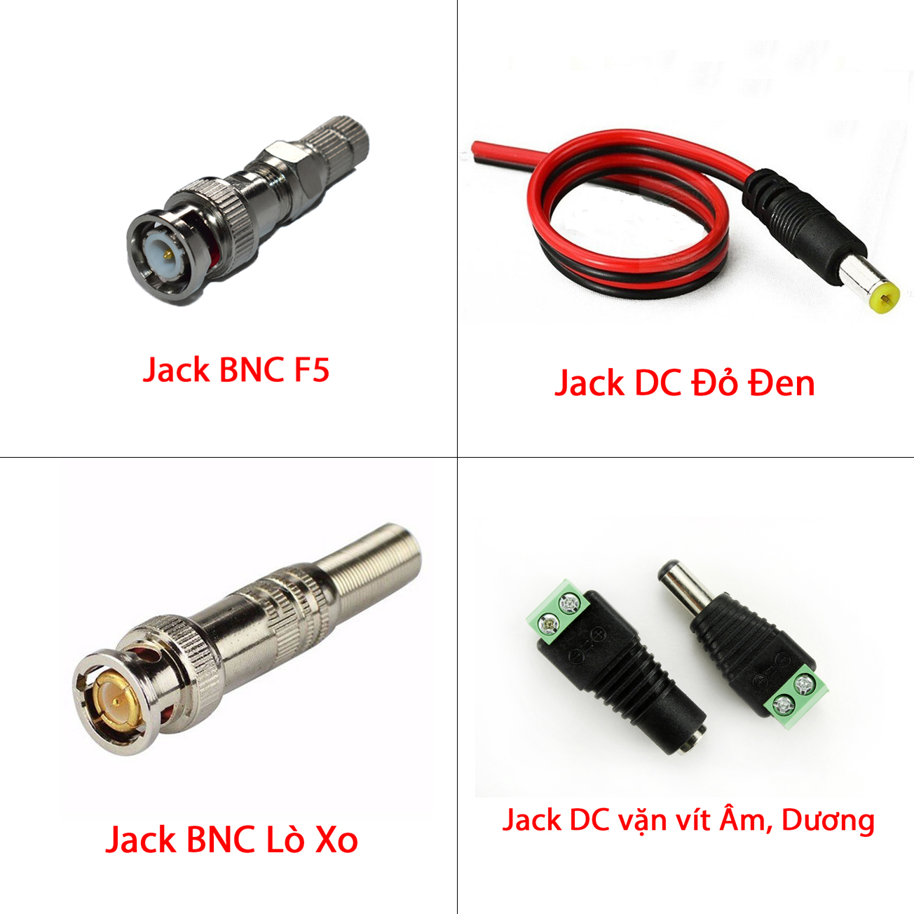 Jack camera nối nguồn 5.5x2.1mm, jack dc, bnc, f5, dc âm, dc dương chuyên dùng cho camera loại tốt.