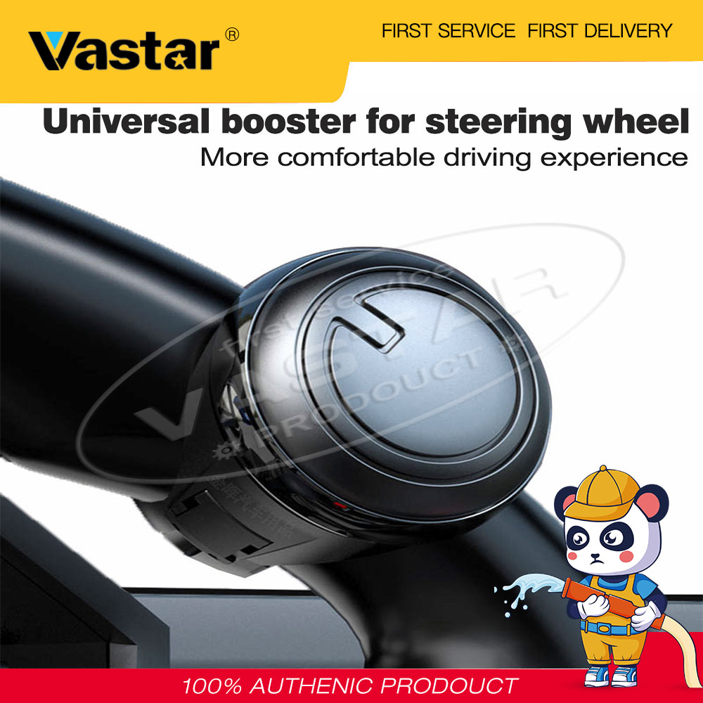 Vastar Hình Quả Bóng Lái Xe Bánh Lái Màu Đen Bánh Răng Kim Loại Tay Cầm Chạy Điện Phụ Kiện Xe Hơi 360 Độ Xoay Phù Hợp Với Tất Cả Quay Con Quay Gắn Vô Lăng Xe Hơi
