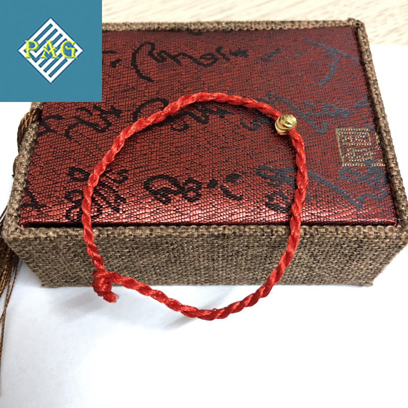 Vòng tay chỉ đỏ may mắn, vòng tay handmade mix bi mạ vàng