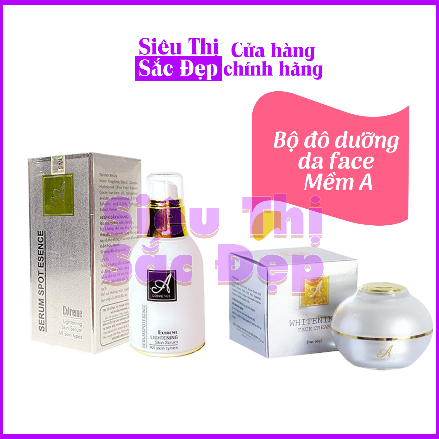 [HCM] Combo Kem dưỡng trắng da face pháp 50g và Serum spot esence a cosmetics (Chính hãng)