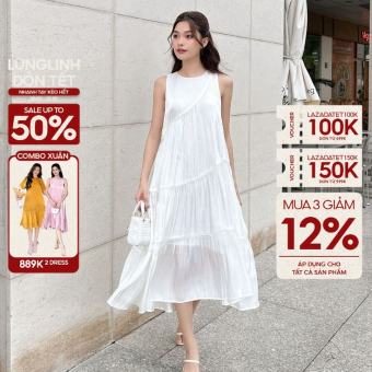 UPTO50% + VC150K đơn 999K [ LAZADATET150 ]JOVEN Đầm Tegan Dài 3 Tầng Chéo Chất Organza Trẻ Trung Sang Trọng