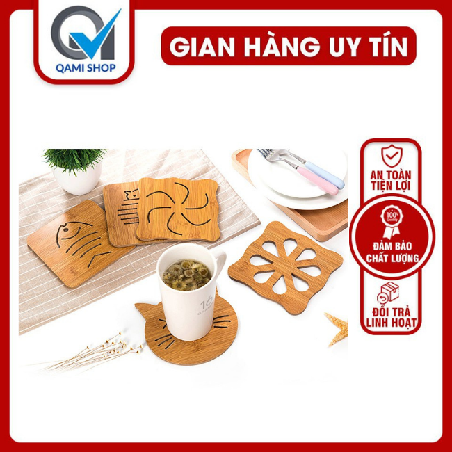 Miếng lót nồi bằng gỗ chống nóng chống trơn trượt nồi ,miếng lót ly ,chén ,bát , giao hình ngẫu nhiên