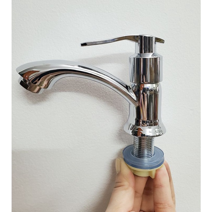 Vòi Rửa Mặt Vòi Nước Lavabo Ren 21 Một Đường Nước Lạnh Sáng Bóng Phù Hợp Với Dây Cấp Nước Trên Thị Trường La Cong Cổ Cao