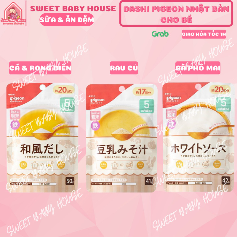 [HCM]Bột dashi Pigeon Nhật cho bé ăn dặm vị gà phô mai. Date 2/2025. Sweet Baby House