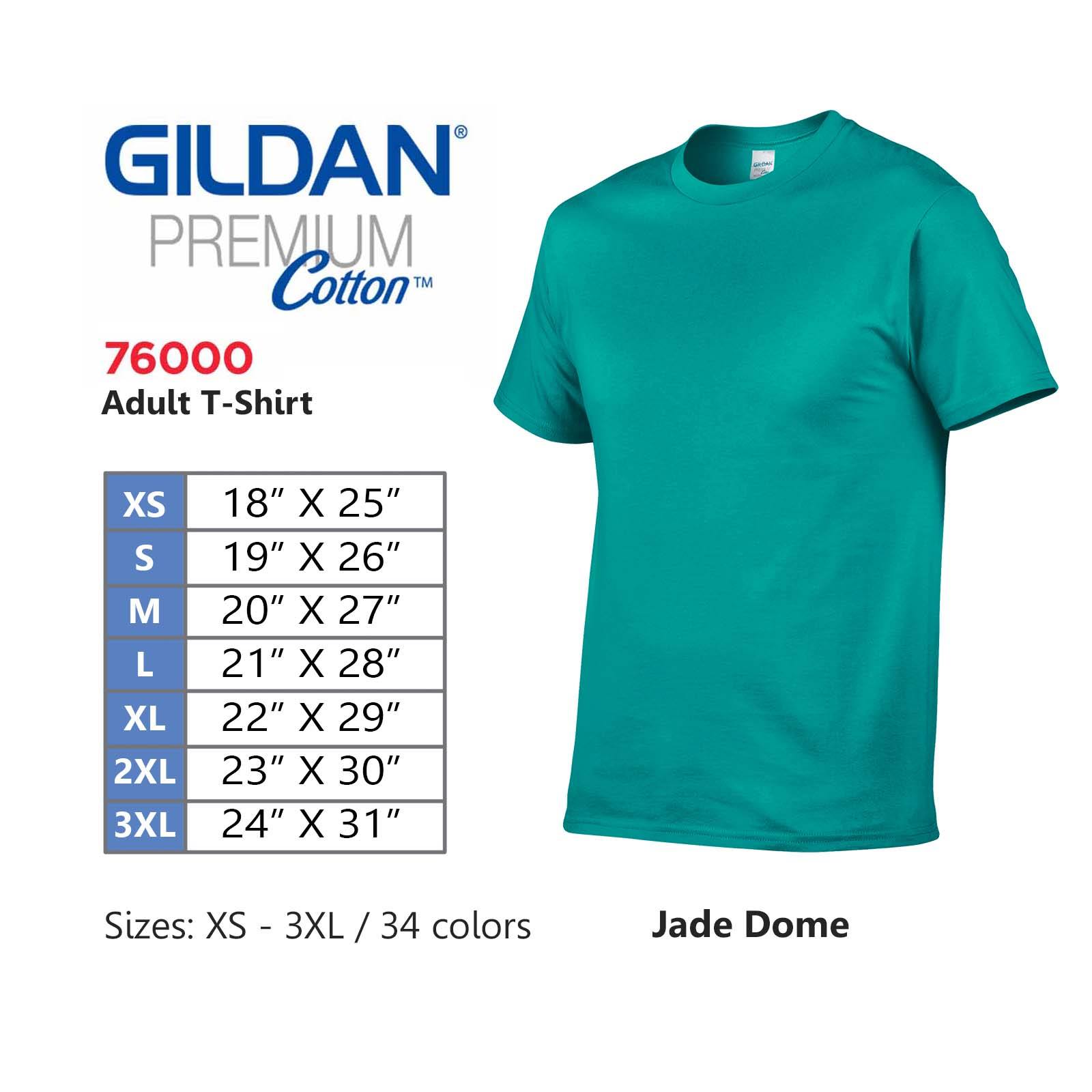 Gildan Premium Forest Green 76000 100% Cotton Imported Plain