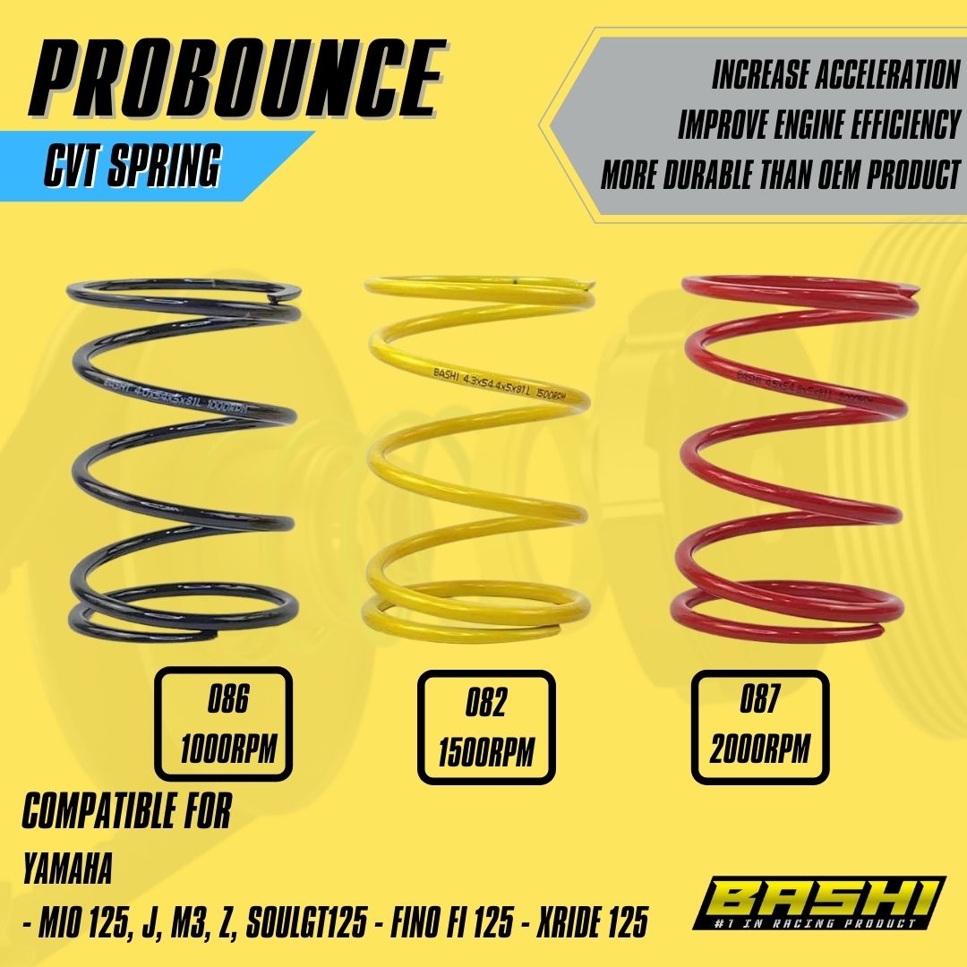 BASHI PER CVT RACING YAMAHA MIO 125, J, Z, SOULGT-FINO FI-XRIDE BASHI PROBOUNCE HIGH QUALITY CVT SPRING Y2 Giá 49,000 Đồng*Miễn phí vận chuyển
