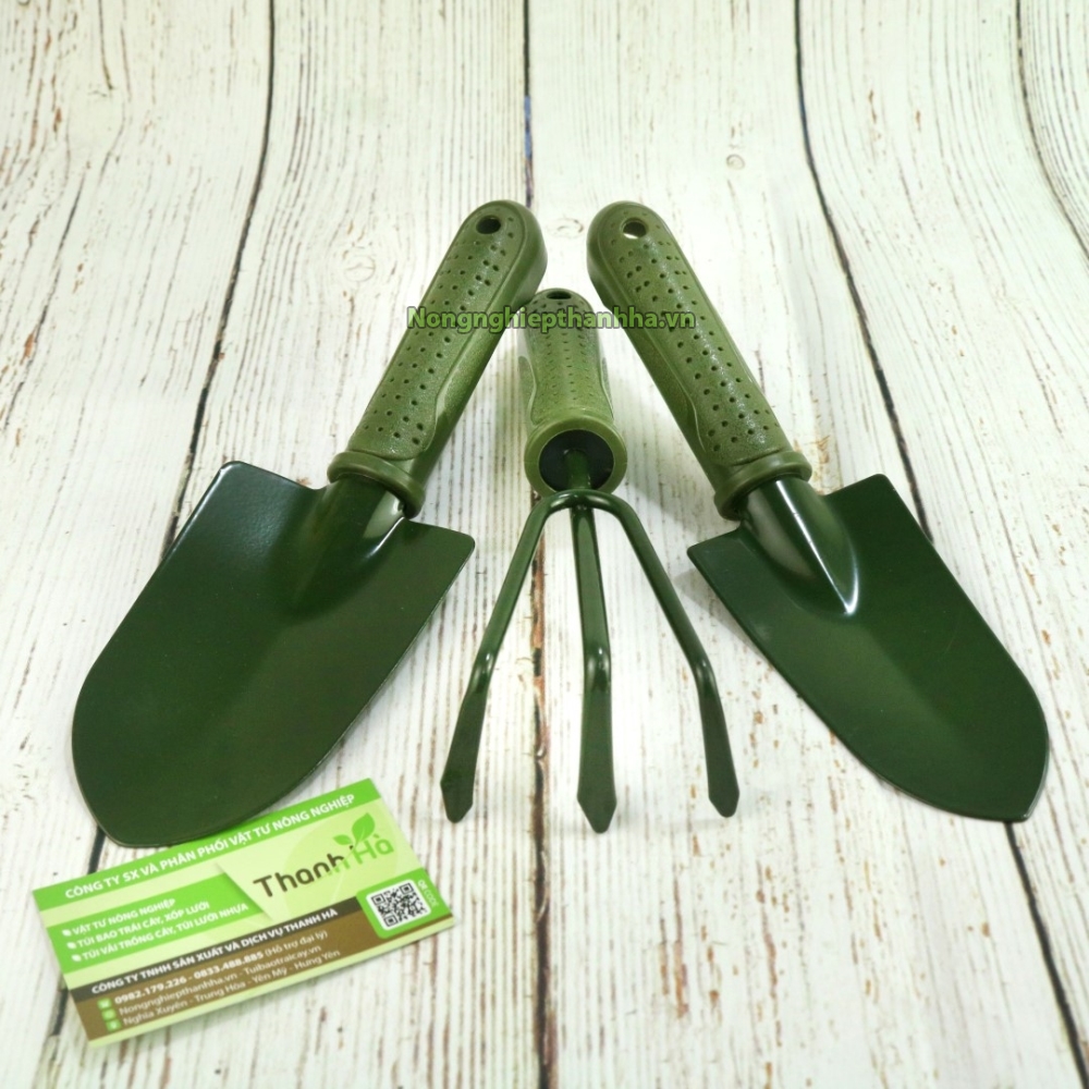 Dụng cụ làm vườn mini, bộ dụng cụ làm vườn mini 3 món bằng thép