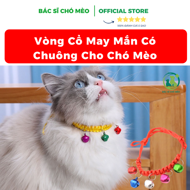 Vòng đeo cổ có chuông may mắn cho mèo chó, cún miu xinh xắn