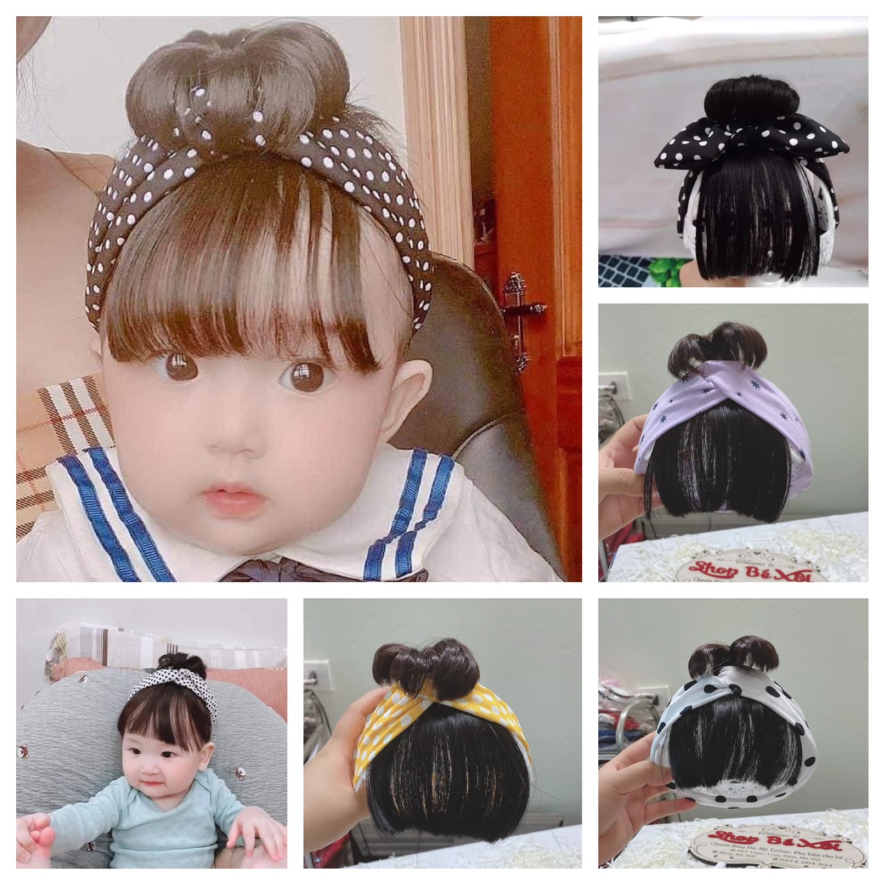 [10 mẫu mới] Băng đô tóc giả cho bé, tóc giả cho bé sơ sinh, turban tóc giả cho bé