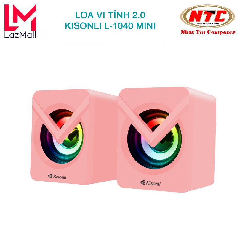 Loa vi tính 2.0 mini kisonli l-1040 led rgb - hồng siêu kute nhat tin authorised store