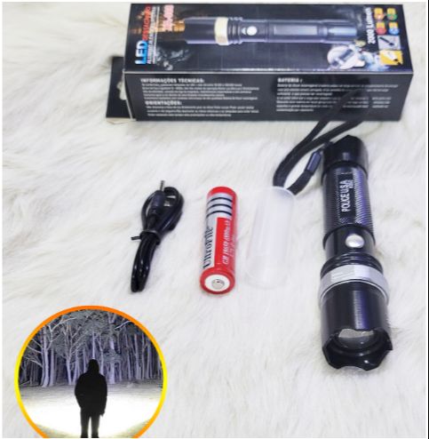 Tặng Kèm pin và bộ sạc - Đèn pin led siêu sáng Police Swat USA Mẫu Mới 2020