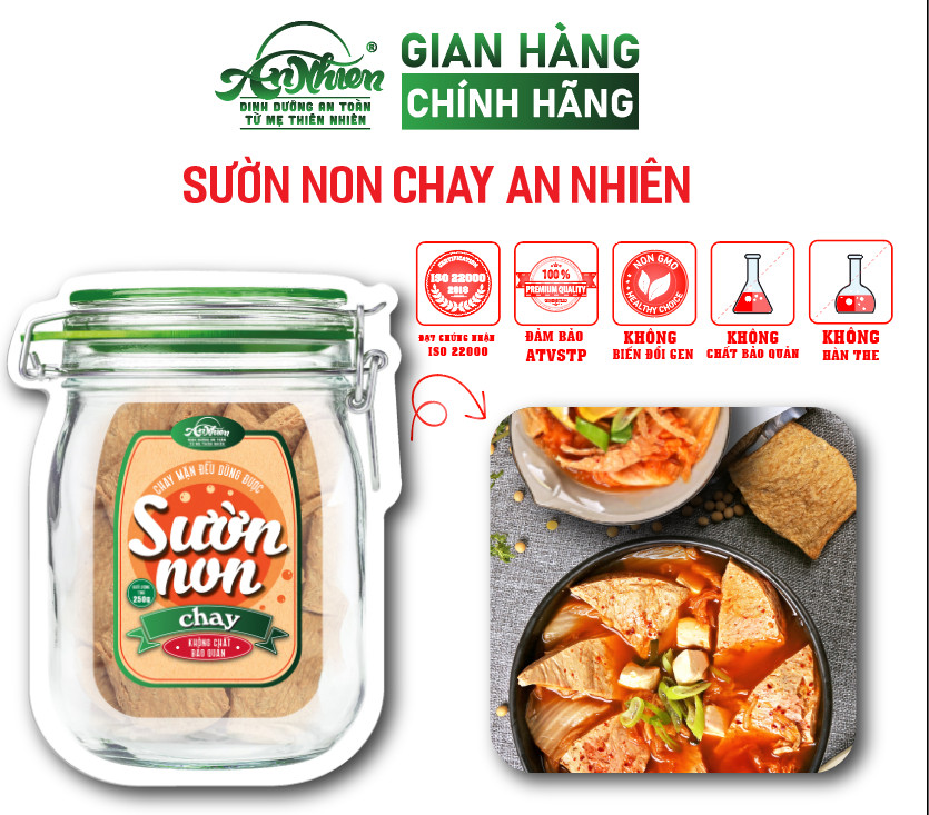 BÁN CHẠY NHẤT, 250g Sườn Non Chay An Nhiên Thịt Chay, Thực Phẩm Chay Dinh Dưỡng