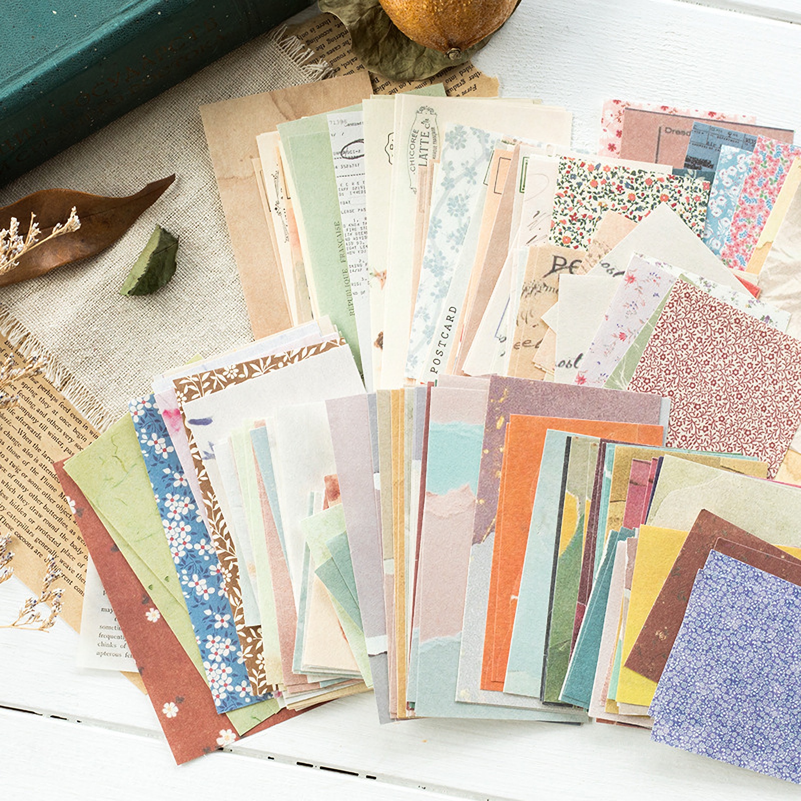 Set 60 tấm giấy nền Cottage Garden vintage nông trại mây trang trí sổ, album, nhật ký, lưu bút, góc học tập, bullet journal