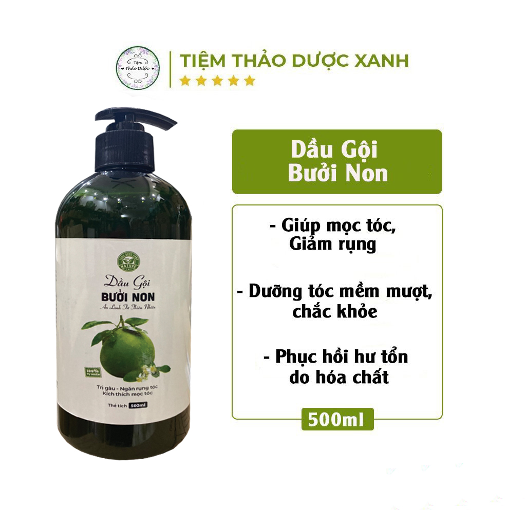 Dầu gội bưởi non / dầu xả bưởi non handmade giúp giảm gàu, nấm, ngứa, rụng tóc