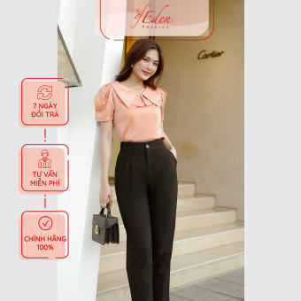 Áo kiểu công sở dáng suông tay phồng cổ sen nhọn hai lá - ASM196