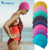 Nylon Swimming Cap with Ear Guards for Long Hair