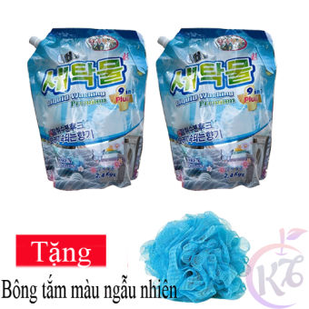 Combo 2 bịch Nước giặt xả Otic Hàn Quốc túi 2.4kg cao cấp 9 in 1 giặt sạch thơm lâu bền vải Tặng 1 bông tắm màu ngẫu nhiên - nước giặt xả cao cấp đánh bay mọi vết bẩn