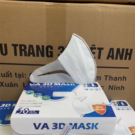 KHẨU TRANG 3D MASK VIỆT ANH MÀU TRẮNG-KHẨU TRANG 3D CÔNG NGHỆ NHẬT BẢN-1 HỘP 50C
