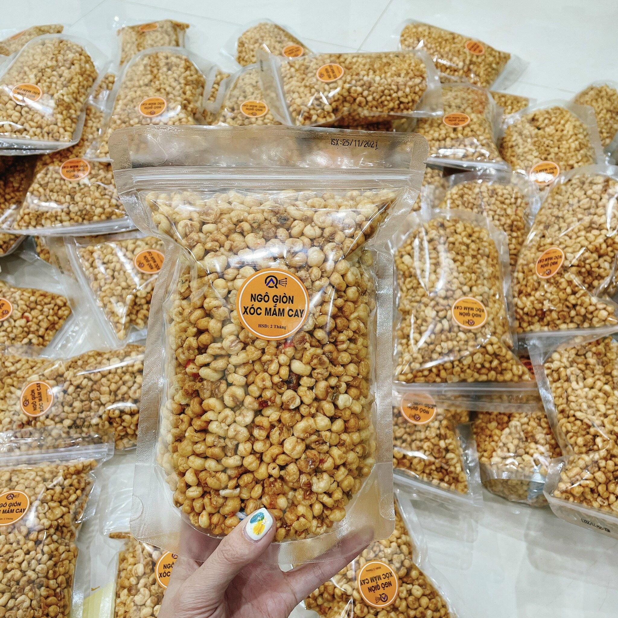 450g ngô xóc mắm cay giòn ngon mê li - ăn vặt siêu ngon mixed89 - ngô xóc mắm cay gói zip ảnh thật