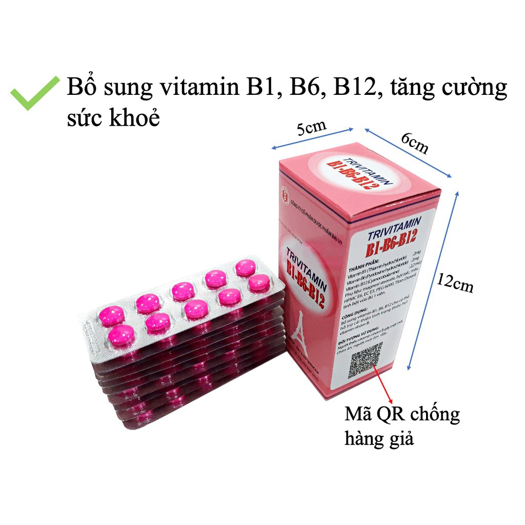 Viên Uống Bồi Bổ Sức Khỏe Trivitamin B1,B6,B12
