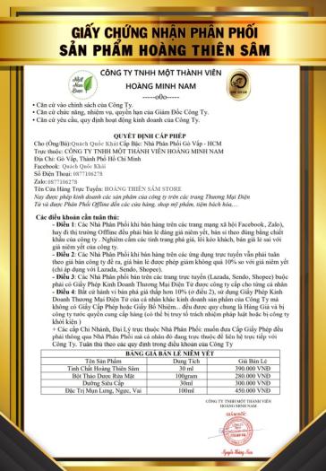 Tinh Chất Hoàng Thiên Sâm