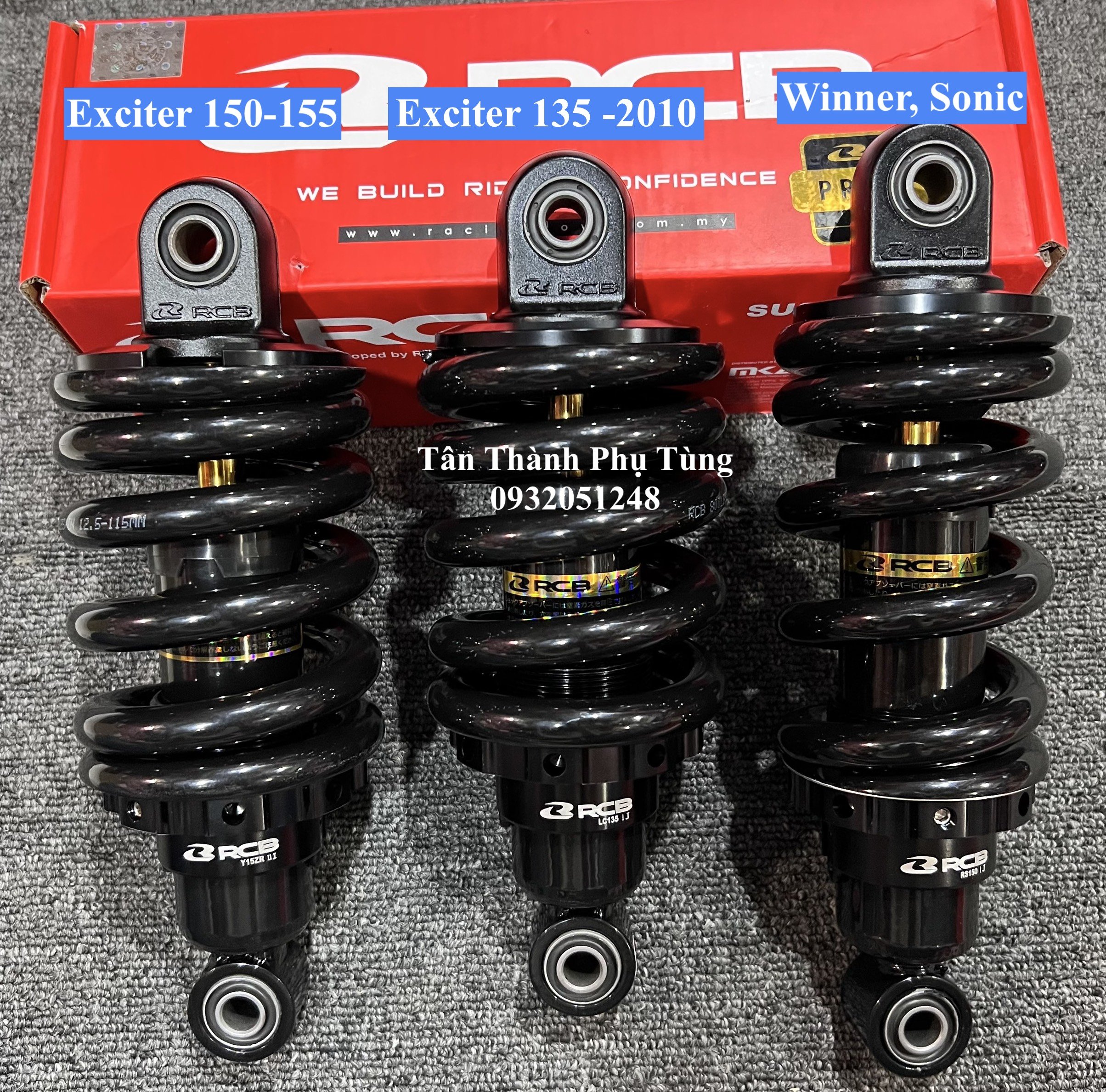 Phuộc rcb m2 ty vàng exciter 135, 150, 155, winner, sonic chính hãng