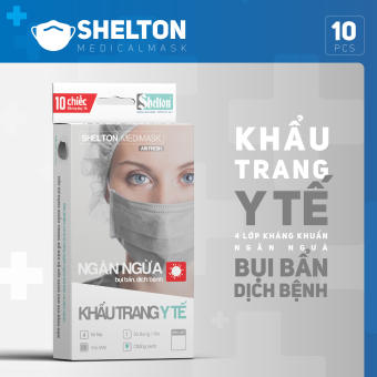 Khẩu Trang Y Tế Shelton 10 chiếc, Khẩu trang 4 lớp, Khẩu trang y tế, Khẩu trang kháng khuẩn, Khẩu trang hộp 10, Khẩu trang than hoạt tính, Khẩu trang n9, Khẩu trang y tế 4 lớp
