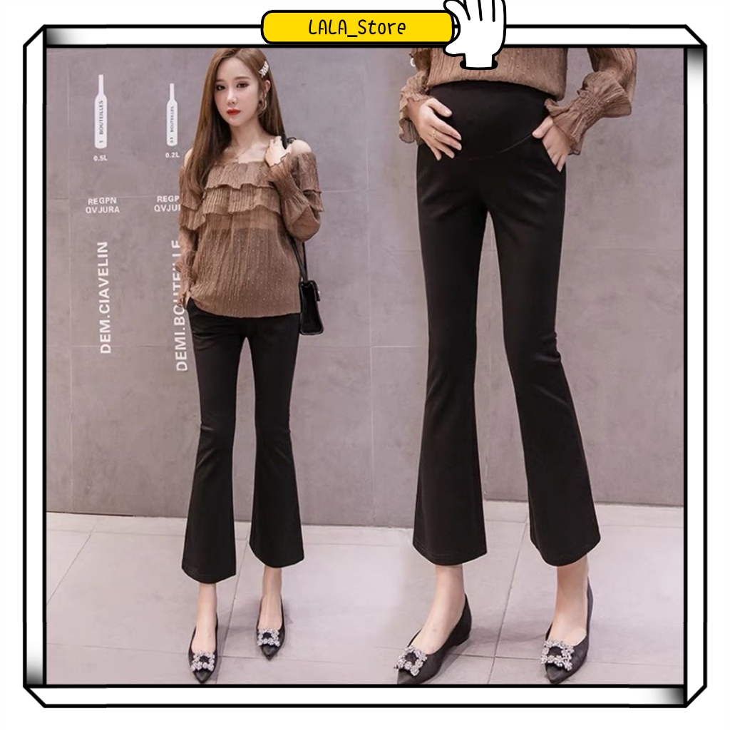 Quần bầu ống loe chất thun co giãn 4 chiều cực thoải mái cho mẹ bầu, full size đến 70 kg