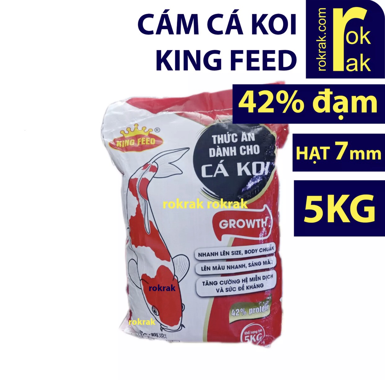 5kg cám cá koi king feed thức ăn cá koi 42% 5kg size hạt 7mm