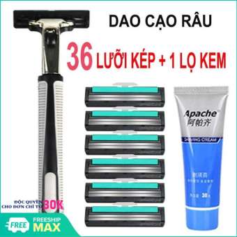 Combo Bộ Dao Cạo Râu Giá Rẻ Cho Nam Giới 42 Dao Cạo lưỡi Kép + 2 bàn cạo