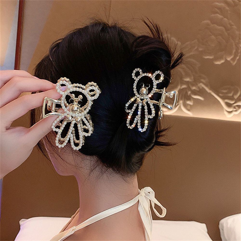 Kẹp Tóc Kim Loại Hình Gấu đính đá