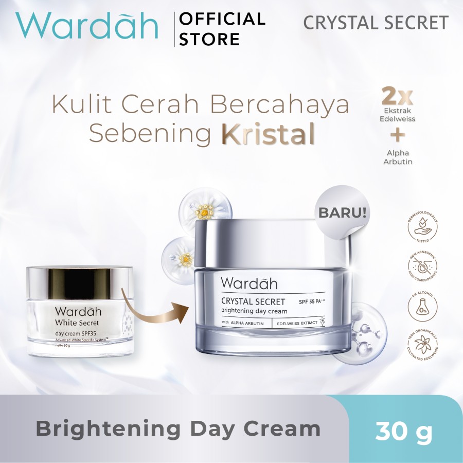 WARDAH Crystal Secret α-Arbutin 5% Niacinamide Hyperpigmentation Expert SPF 35 PA+++ Day Moisturizer