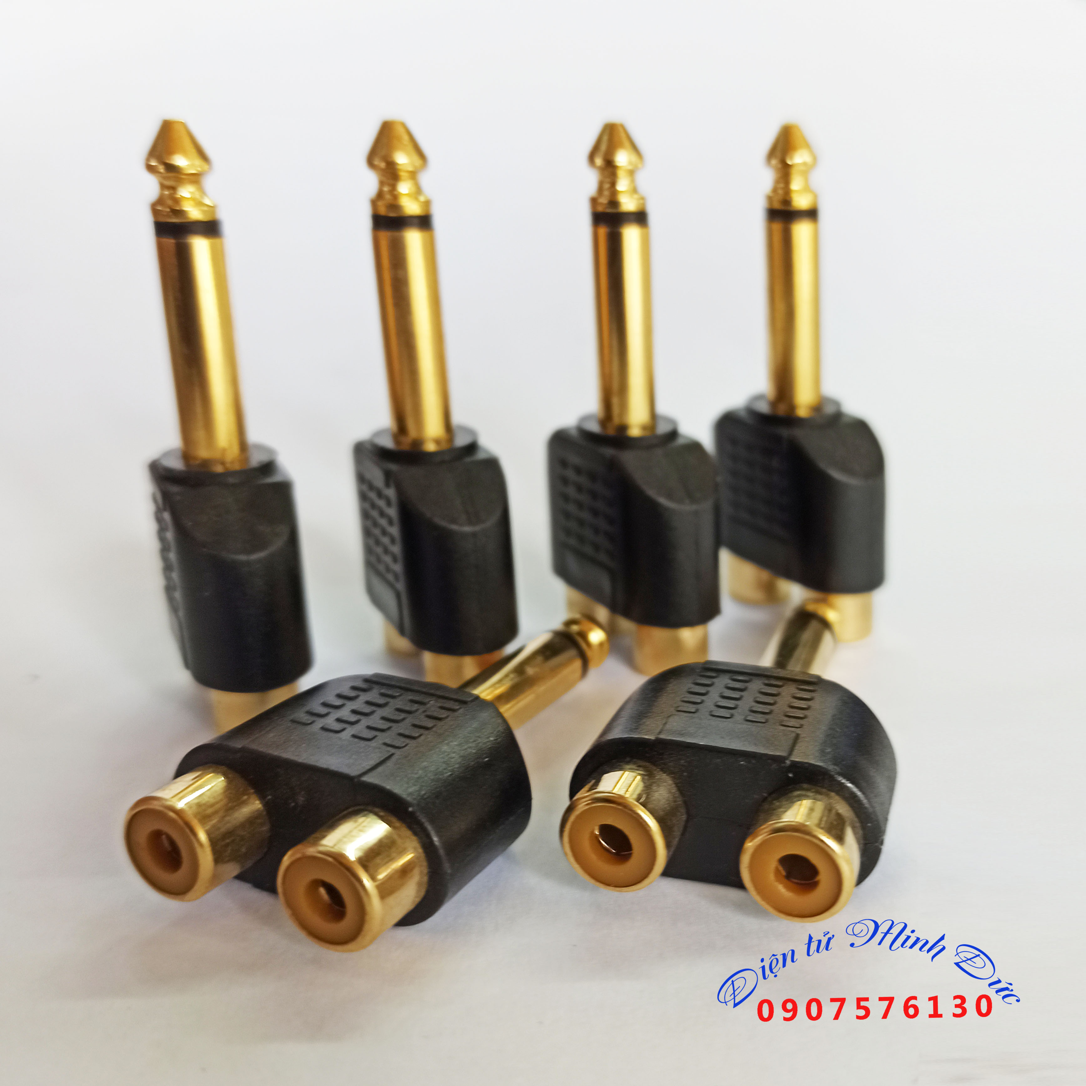 Jack 6.5mm to 2 rca female - đầu giắc chuyển 6.5 ly ra 2 av cái