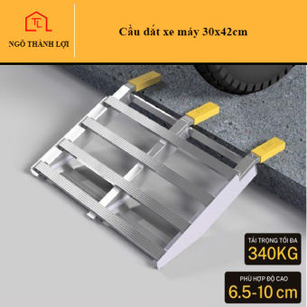 Cầu dắt xe máy (Dốc lên xe) hợp kim nhôm 30x42cm cho thềm nhà từ 6.5 - 10 cm