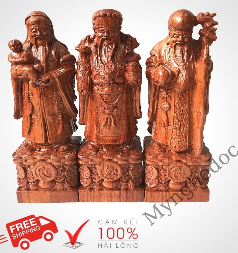 Mỹ Nghệ Độc tượng Tam đa phúc lộc thọ gỗ hương cao 30