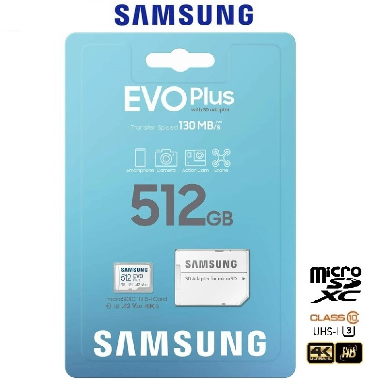 ภาพหน้าปกสินค้าSamsung 512GB EVO Plus Micro SDXC with SD Adapter (130MB/s)