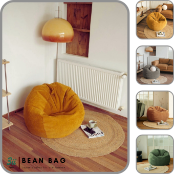 Ghế Lười Hạt Xốp 3ii Home | Ghế Sofa Lớn Thoải Mái Vải Nhung Gân Nhẹ Nhàng Êm Ái