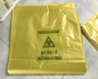 Túi rác y tế, Bao đựng rác y tế màu vàng kích thước 40x70cm