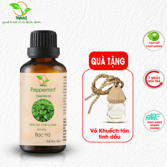 Tinh dầu Bạc Hà nguyên chất TAMAS chai 50ml, tinh dầu thơm phòng, xông phòng, giúp giảm viêm, giảm đau thư giãn, giảm stress, hỗ trợ bệnh viêm xoang, ho, nghẹt mũi ... Thích hợp dùng cho đèn xông, máy khuếch tán tinh dầu,..