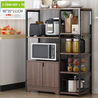 Kệ Để Lò Vi Sóng 2 Tầng Khung Thép - Kệ Nhà Bếp - Kệ Để Lò Vi Sóng 2 Tầng 3 Ngăn Tiện Dụng - kệ để đồ nhà bếp tiện lợi, chịu lực cao, dễ dàng lắp ráp