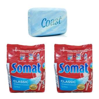 Combo 2 Bột Rửa Ly - Bát Somat 12 Kg +Tặng Thêm Xà Bông Cục Coast 113g