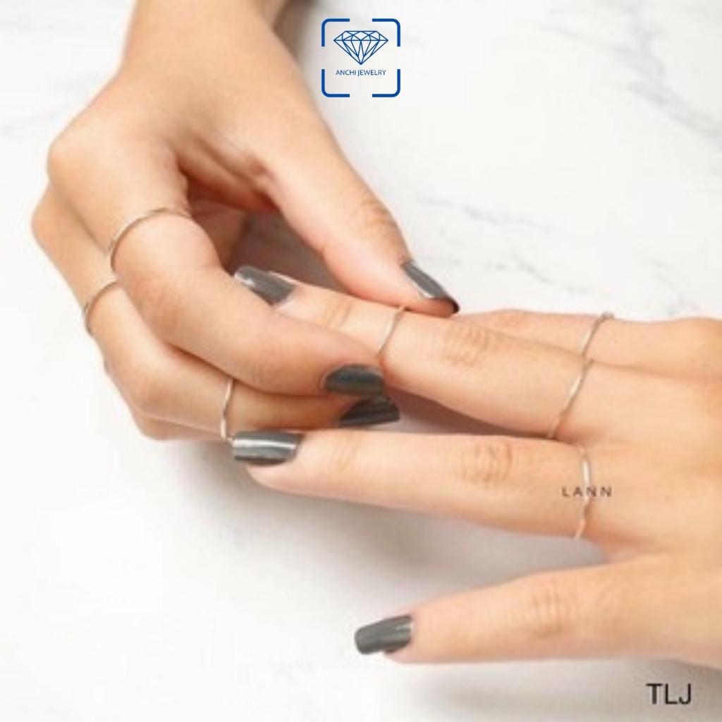 Nhẫn nữ học sinh 1k bạc ta basic đơn giản, Anchi jewelry