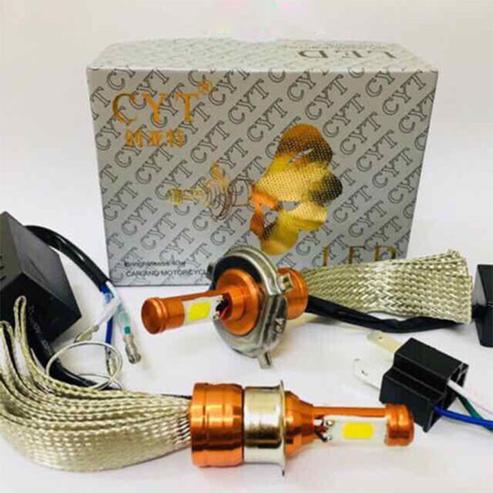 (GIẢM GIÁ 3 NGÀY) Đèn pha led CYT chân H4 siêu sáng,  đuôi công tản nhiệt gắn cho xe ga xe số, siêu bền mà siêu đẹp BẢO HÀNH 3 THÁNG