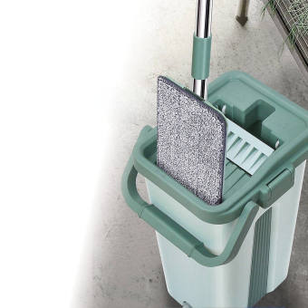 CÂY LAU NHÀ TỰ VẮT XOAY 360 ĐỘ KÈM 2 BÔNG LAU TẶNG MÓC TREO CÂY LAU NHÀ GẮN TƯỜNG CAO CẤP