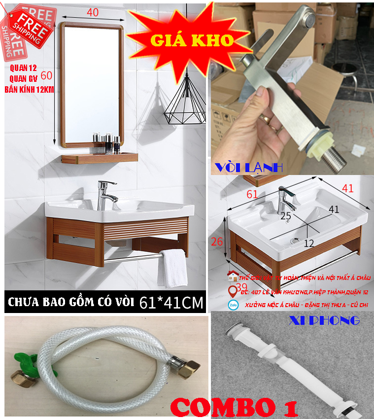 Tủ nhà vệ sinh,tủ treo tường nhà tắm bằng nhôm vân gỗ kích thước nhỏ lavabo treo tường mini