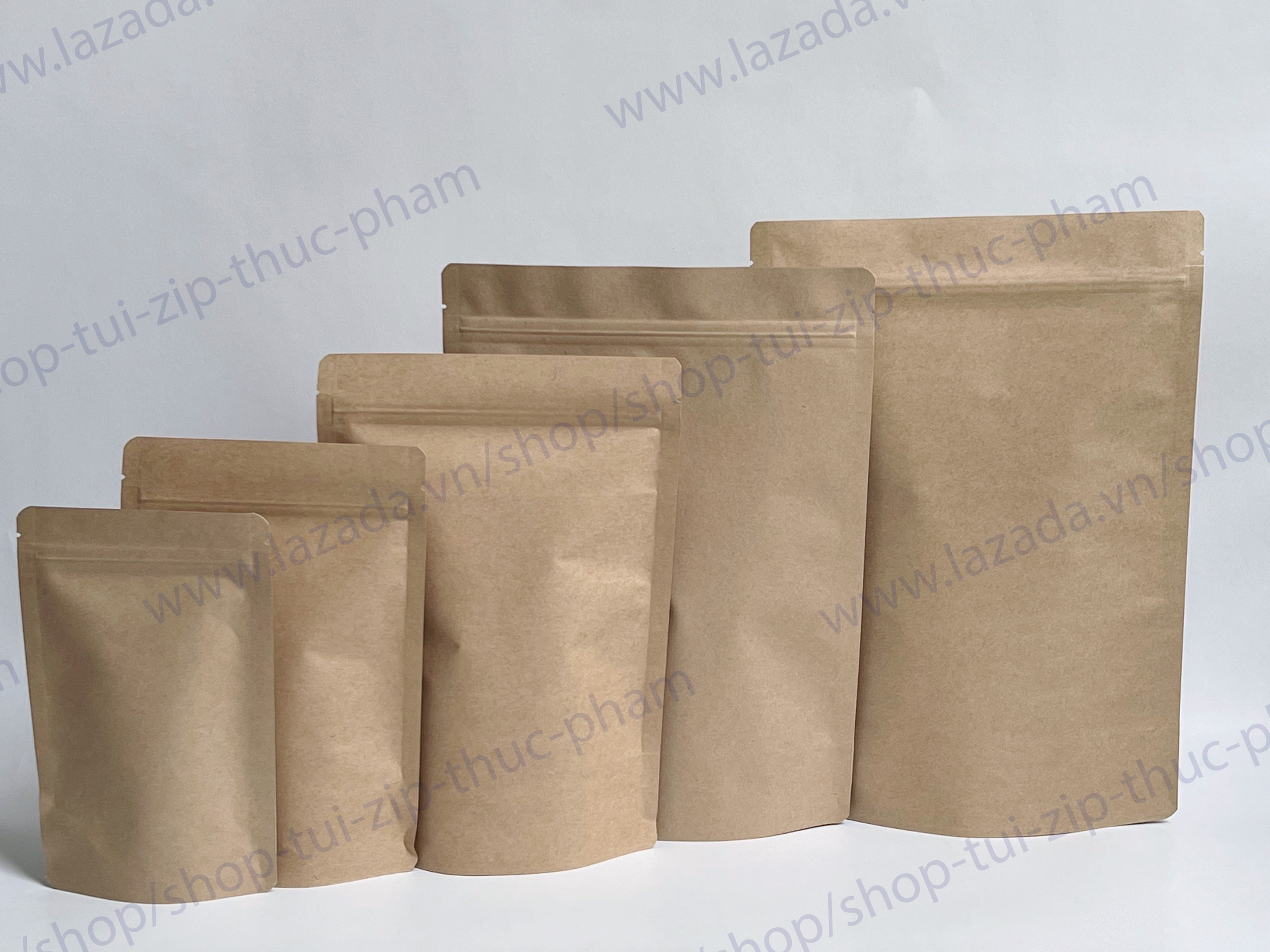 10 Cái Túi zip giấy không cửa sổ - túi giấy đựng thực phẩm khô, Túi đựng bánh kẹo, túi zip giấy kraft, craft