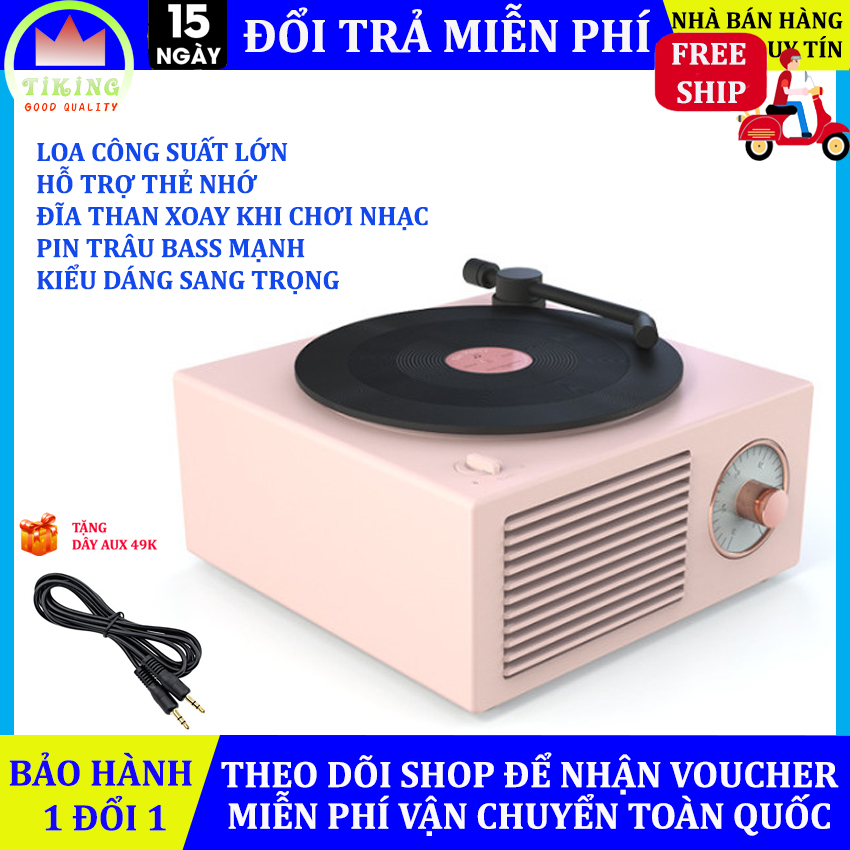 Loa bluetooth 5.0 mini đĩa than x10 phong cách cổ điển decor âm thanh vòm 9D bass hay pin trâu công suất lớn