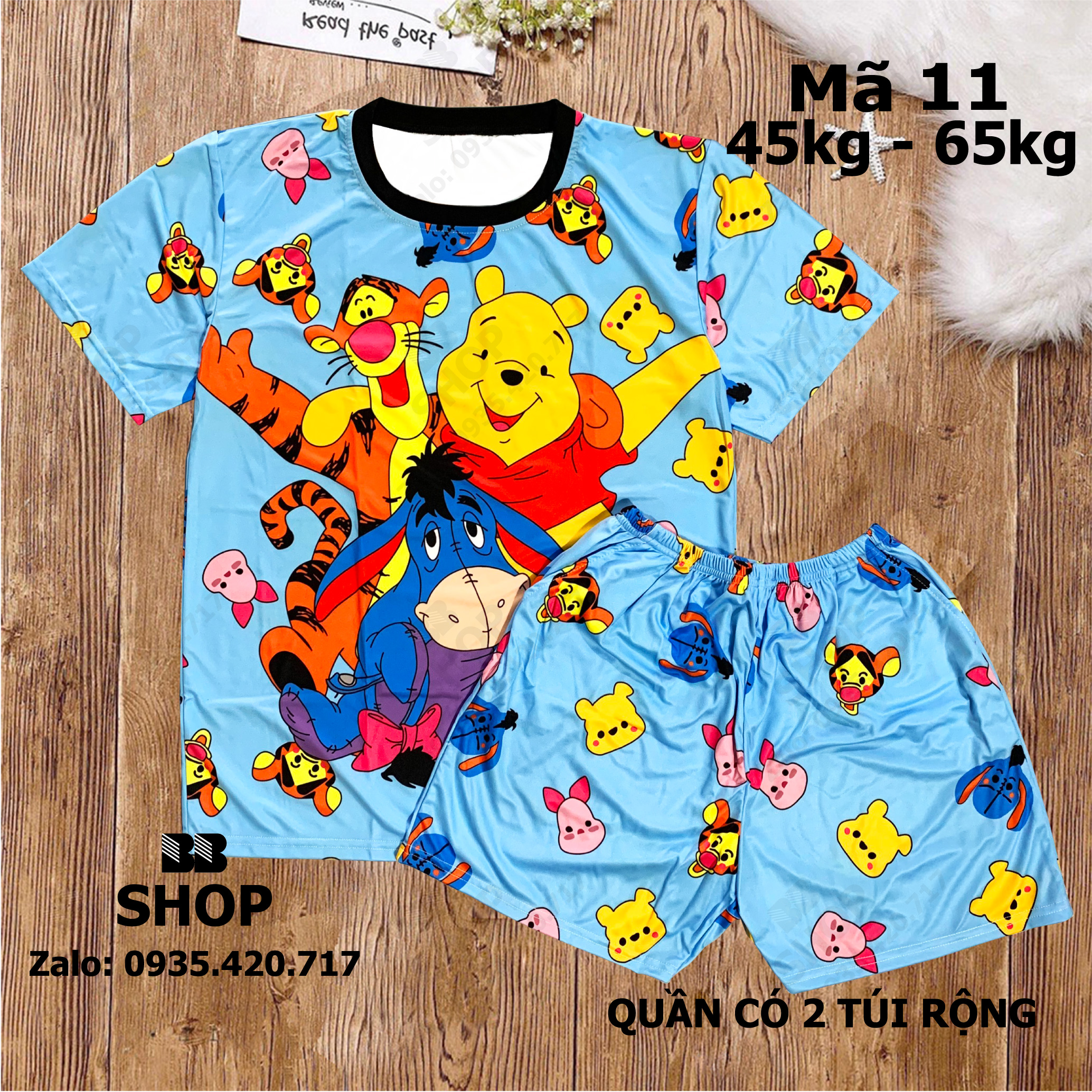 Đồ bộ đùi 3d thun lạnh freesize dưới 65kg quần có 2 túi rộng.