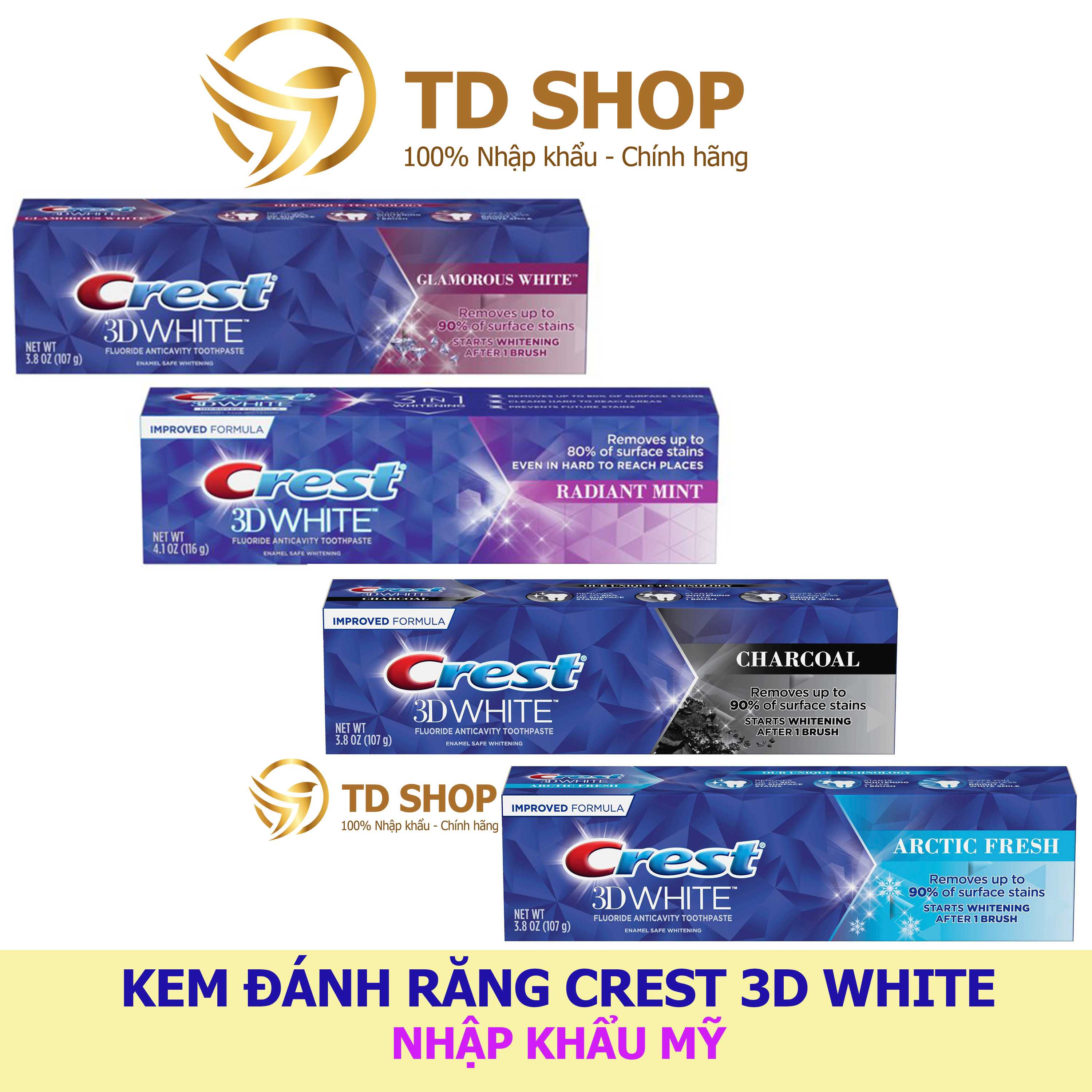 [NK Mỹ] Kem đánh răng Crest 3D White Advanced triple Whitening 158g - TD Shop